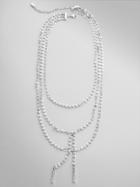BaubleBar Amber Layered Y-Chain Necklace-Silver