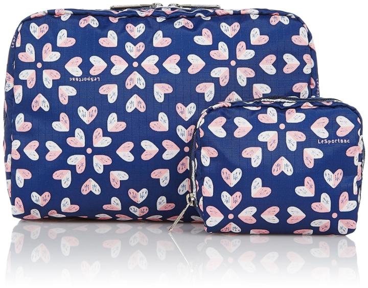 Lesportsac Extra Large Rectangular And Square Cosmetic Combo - Heart Burst Navy