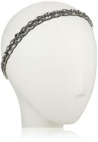 Deepa Gurnani Small Crystal Skinny Double Split Headband - Gun