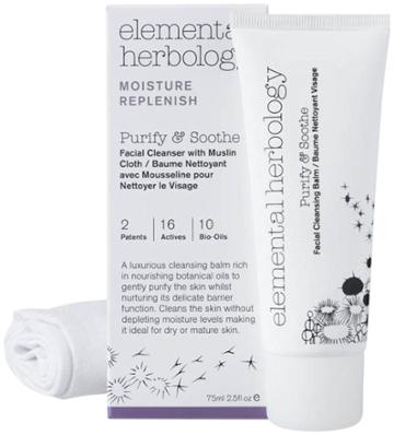 Elemental Herbology Purify & Soothe Facial Cleanser With Muslin Cloth - 2.5 Oz