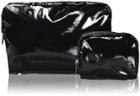 Lesportsac Black Patent Extra Large Rectangular And Square Cosmetic Combo