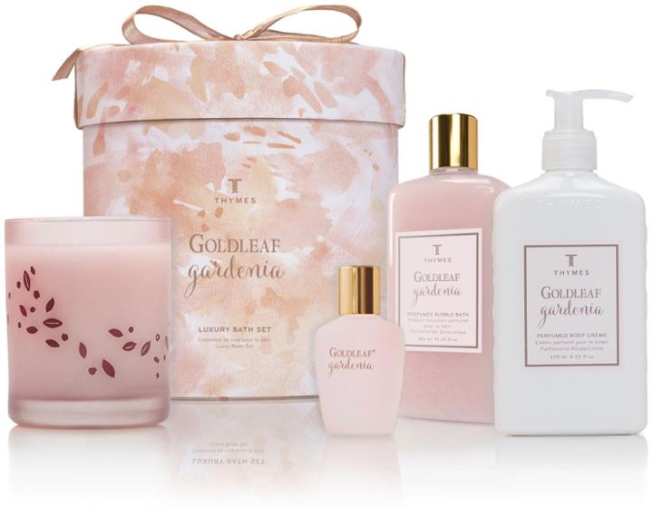 Thymes Goldleaf Gardenia Luxury Bath Set