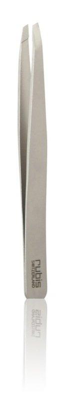 Rubis Switzerland Slanted Tip Tweezer, Silver