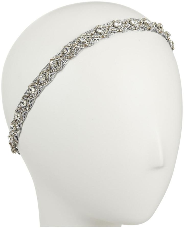 Deepa Gurnani Skinny Crystal And Macrame Band Headband - Silver