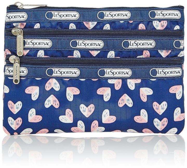 Lesportsac 3-zip Cosmetic - Heart Burst Navy
