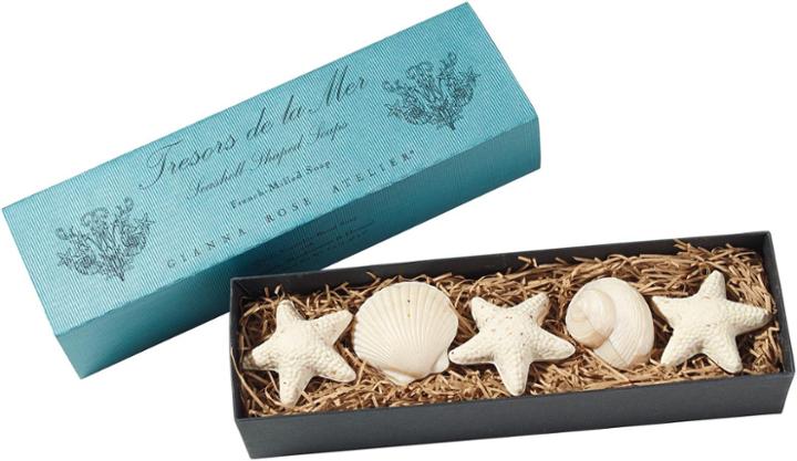 Gianna Rose Atelier Seashell Soaps In Slider Box - White Honeysuckle And Baby Jasmine