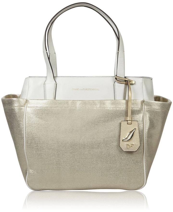 Diane Von Furstenberg On The Go Tote Metallic Canvas, Gold