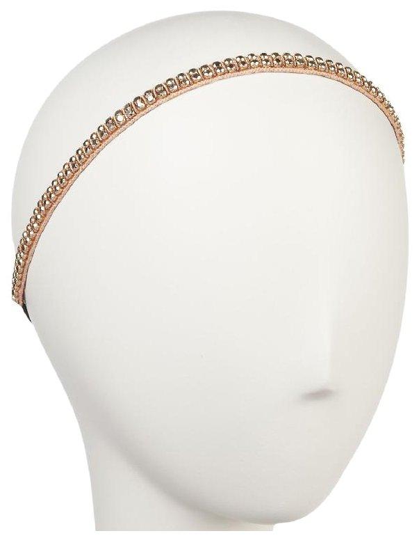 Deepa Gurnani Metallic Skinny Crystal Headband - Rose Gold
