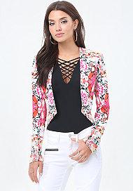 Bebe Print Scuba Blazer