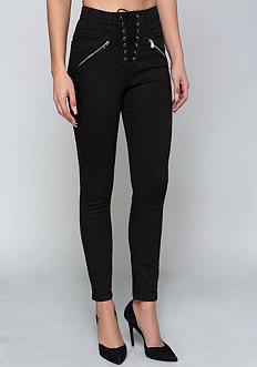 Bebe Lace Up High Waist Jeans