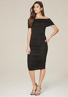 Bebe Draped Off Shoulder Dress