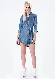 Bebe Chambray Pintuck Dress
