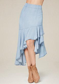 Bebe Asymmetric Ruffle Skirt
