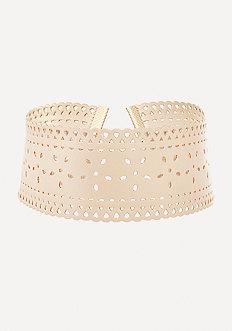 Bebe Metallic Laser Cut Choker