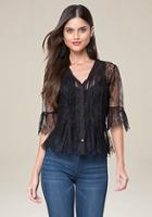 Bebe Lace Button Front Top