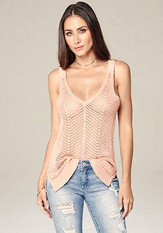 Bebe Chevron Stitch Knit Tank