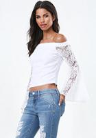 Bebe Lace Bell Sleeve Top