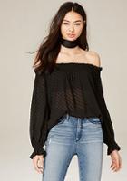 Bebe Dotted Off Shoulder Top