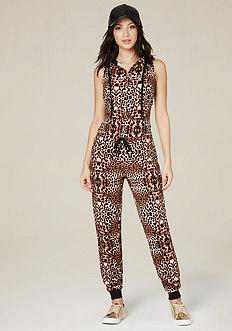 Bebe Logo Print Hoodie Jumpsuit