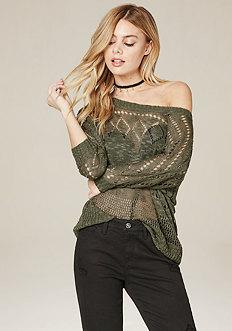 Bebe Slub Knit Dolman Sweater