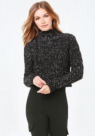 Bebe Metallic Cable Sweater