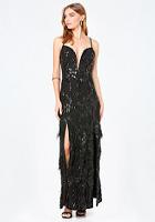 Bebe Feather Plunge Gown