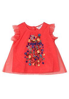 Bebe Embroidered Tulle Top