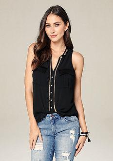 Bebe Crystal Chain Top