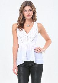 Bebe Back Cutout Peplum Top