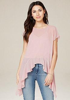 Bebe Ruffle Hi-lo Top