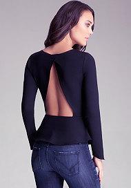 Bebe Open Back Peplum Top