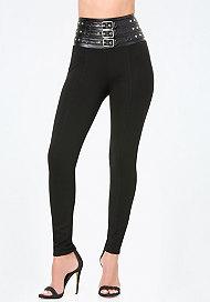 Bebe Petite Belted High Leggings