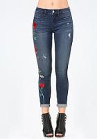Bebe Embroidered Skinny Jeans