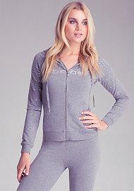 Bebe Logo Rhinestone Hoodie