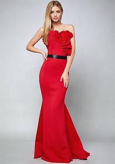 Bebe Makaila Ruffle Trim Gown