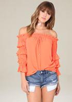 Bebe Ruffle Sleeve Top