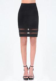 Bebe Mesh Inset Pencil Skirt