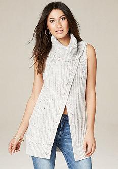 Bebe Cowl Neck Wrap Vest
