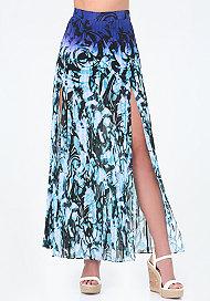 Bebe Print High Slit Maxi Skirt