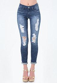 Bebe Slashed Skinny Jeans