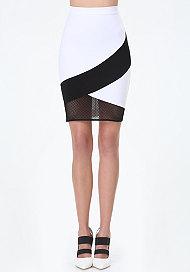 Bebe Colorblock & Mesh Skirt