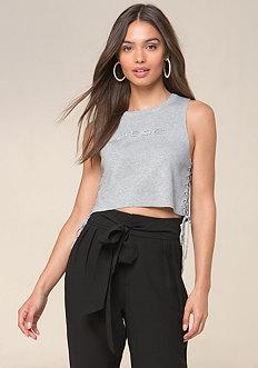 Bebe Logo Side Lace Up Sweater