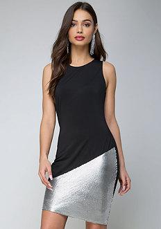 Bebe Metallic & Jersey Dress