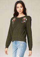 Bebe Embroidered Flower Sweater