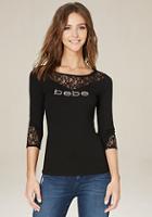Bebe Logo Maddy Lace Inset Top