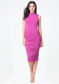 Bebe Nellie Shirred Midi Dress