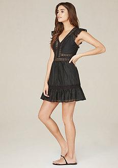 Bebe Cotton & Silk Ruffled Dress