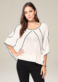 Bebe Ruffled Capelet Sweater