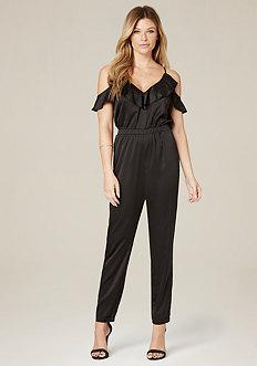 Bebe Ruffle Detail Jumpsuit
