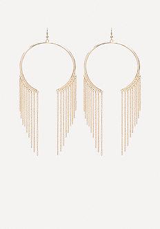 Bebe Fringe Open Hoop Earrings